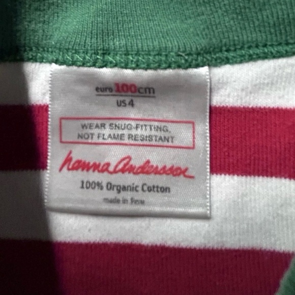 Toddler Hanna Andersson Red White Striped Christmas Pajama Set Size 4T - Picture 3 of 4